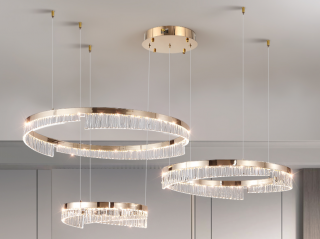 Złota lampa RING LED 100x80x60 173Watt L176 Złotakryształowa  lampa wisząca led
