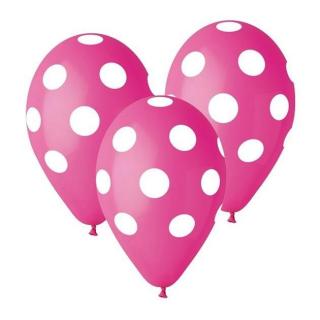 Balony GODAN premium 12' 5 szt. grochy różowe