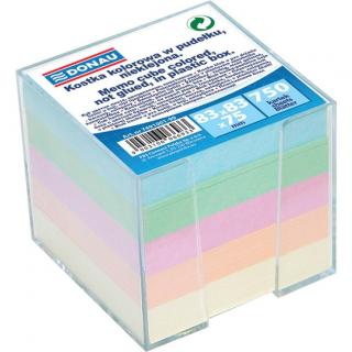Kostka papierowa nieklejona 83x83 w pojemniku DONAU 750k mix kolrowa