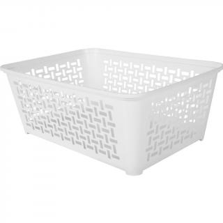 Koszyczek ażurowy DOMINO 4 364x258x140 plastikowy biały