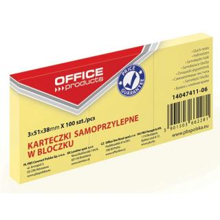 Notes samoprzylepny 38x51 OFFICE PRODUCTS 100k 3 szt. żółty