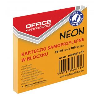 Notes samoprzylepny 76x76 OFFICE PTODUCTS 100k neon pomarańczowy