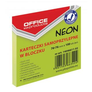 Notes samoprzylepny 76x76 OFFICE PTODUCTS 100k neon zielony