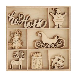 Ozdoby drewniane GALERIA PAPIERU 35 szt. mikołaj i sanie