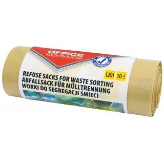 Worki na śmieci 120l OFFICE PRODUCTS 10 szt. żółte plastik
