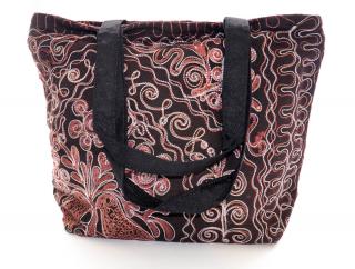 Duża torba brązowa ze wzorami Suzani, 100% handmade.