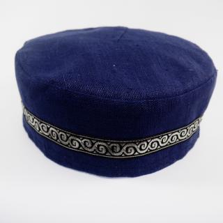 Krymka czapka męska len indygo fioletowy (63cm)