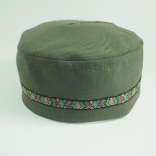 Krymka czapka męska zielona khaki taśma ozdobna