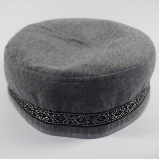Krymka czapka szara-popiel  taśma wzory etniczne