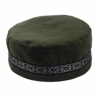 Krymka mycka męska czapka lniana zielona khaki