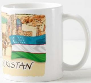 Kubek Uzbekistan z flagą