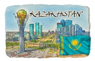 Magnes Kazakhstan z flagą