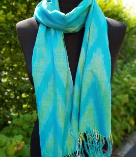 Uzbecki duży szal bawełniany IKAT w stylu etno i boho