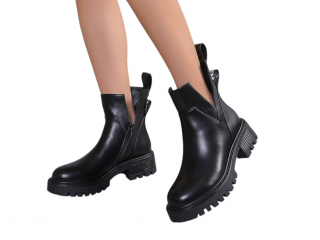 BOTKI DAMSKIE BUTY PÓŁBUTY CZARNE NUPARAZO EKO SKÓRA