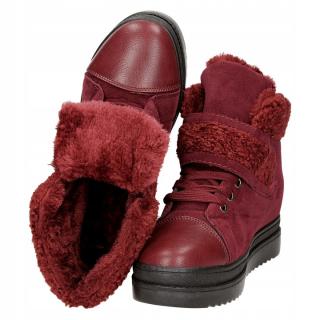 BOTKI SNEAKERSY ŚNIEGOWCE na koturnie BORDOWE /X26/