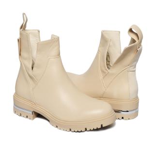 BUTY DAMSKIE BOTKI  PÓŁBUTY BEŻOWE ECO