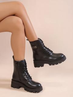 BUTY DAMSKIE BOTKI  PÓŁBUTY CZARNE ECO