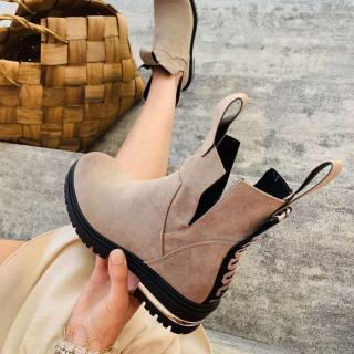 BUTY DAMSKIE BOTKI  PÓŁBUTY KHAKI