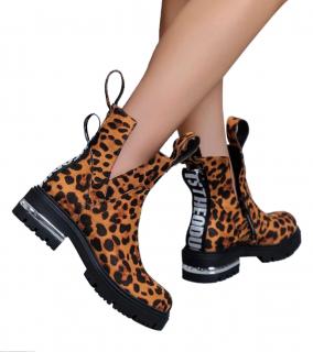 BUTY DAMSKIE BOTKI  PÓŁBUTY LEOPARD