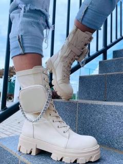 BUTY DAMSKIE BOTKI WORKERY BEŻOWE