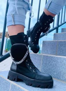 BUTY DAMSKIE BOTKI WORKERY CZARNE