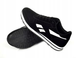 BUTY MĘSKIE SPORTOWE CZARNE Z BIAŁYM