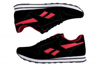BUTY MĘSKIE SPORTOWE CZARNE Z CZERWONYM