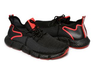 Buty Sportowe Męskie Czarne z Czerwonym