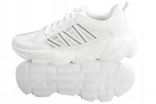 Buty sportowe SNEAKERSY damskie BIAŁE siateczka