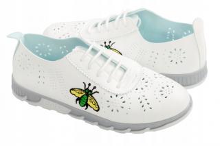 Buty sportowe TENISÓWKI damskie PSZCZÓŁKI BIAŁE