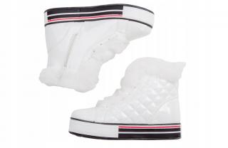 BUTY ZIMOWE damskie BIAŁE pikowane