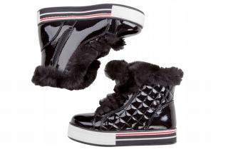 BUTY ZIMOWE damskie CZARNE pikowane