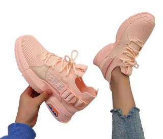 Różowe Buty Sportowe Materiałowe
