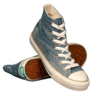 TRAMPKI TENISÓWKI damskie JASNY JEANS wysokie SLIM /CK/