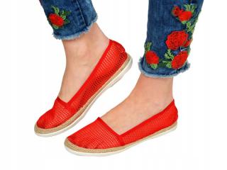 TRAMPKI TENISÓWKI ESPADRYLE czerwone SIATECZKA /78-5/