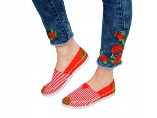 TRAMPKI TENISÓWKI ESPANDRYLE czerwone SLIP ON /76-1/