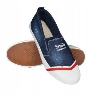 TRAMPKI TENISÓWKI jeans SLIM ON wsuwane /BKA/