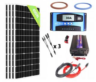 PANEL SOLARNY MONO ZESTAW 4X100W reg. 30A +SIN.12V1000W