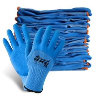 12 PAR Rękawice Ochronne Robocze Powlekane Niebieskim Lateksem Piankowe ARHEM FANCY GRIP r.8-10