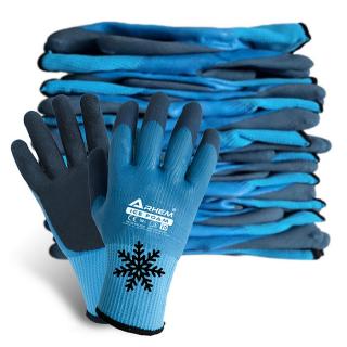 12 PAR Rękawice Robocze Ochronne Ocieplane BHP Zimowe PCV Ciepłe Grube Arhem Ice Foam 10