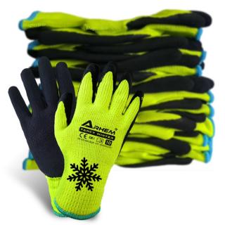 12 PAR Rękawice Robocze Ocieplane Ochronne BHP Grube Zimowe Latex Ciepłe Arhem Fancy Winter 9-11