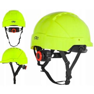 Przemysłowy Hełm Ochronny PROTEKT ATRA 10V Kask Wentylowany Roboczy Więźba Obrotowa Hi-Vis żółty