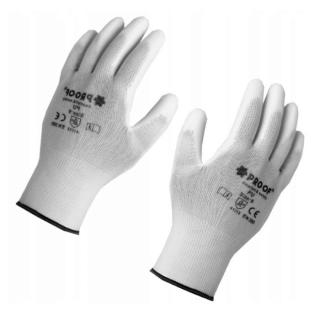 Rękawice KPS Proof Powlekane Poliuretanem Rękawiczki Ochronne Białe 8/M-10/XL