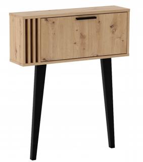 Konsola "LAMELLO-2" dąb artisan 80cm, bukowe czarne nóżki