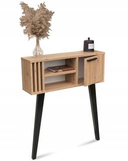 Konsola "LAMELLO" dąb artisan 80cm, bukowe czarne nóżki