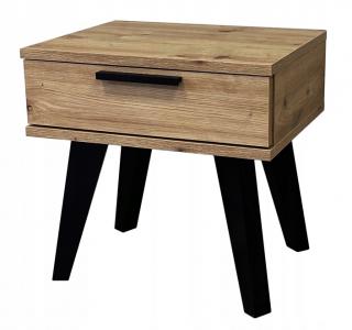 Stolik nocny "ASTON" dąb artisan, czarne bukowe nózki