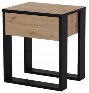Stolik nocny "VERA II" dąb artisan, czarne nóżki U