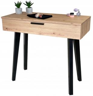 Toaletka / konsola "LENA" dąb artisan 90cm, bukowe czarne nóżki