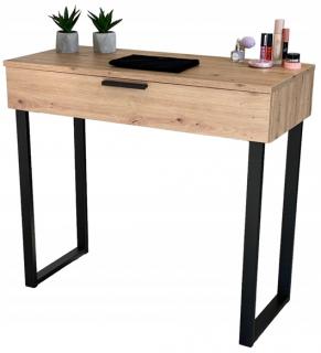 Toaletka / konsola "LENA" dąb artisan 90cm, czarne U
