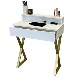 Toaletka / konsola "LENA PLUS" biały mat 75cm, złote X